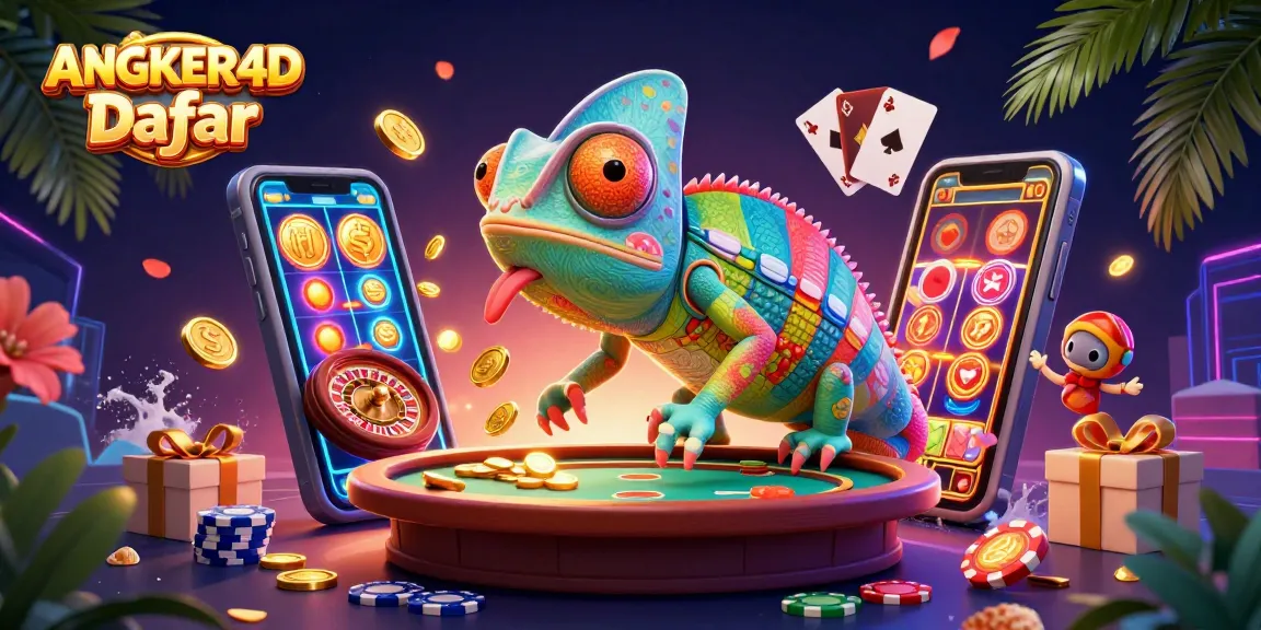 Spin and win with ANGKER4D Daftar, showcasing an exciting casino illustration filled with games and rewards.
