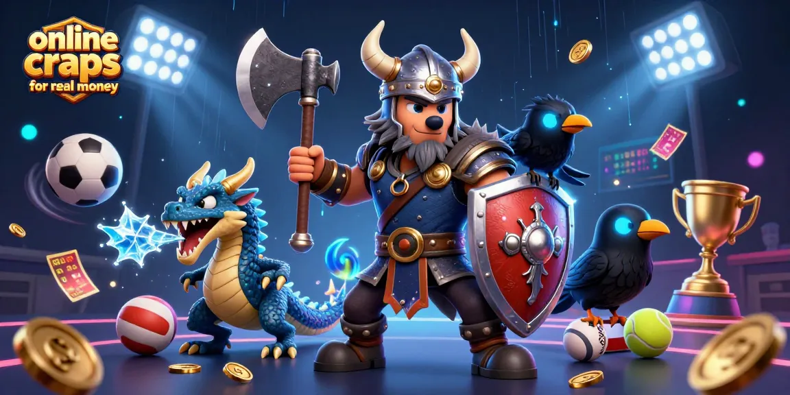 Engage with online craps for real money in this vibrant 3D scene featuring a Viking wolf warrior.