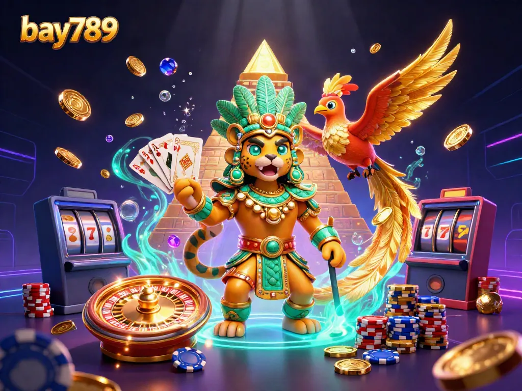 Experience exciting gameplay at bay789 with our vibrant casino scene featuring ancient characters and game elements.