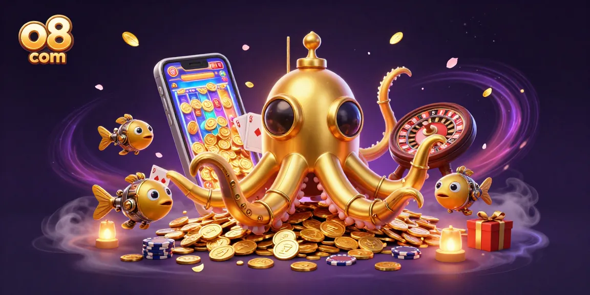 Engage with exciting games at o8 com while uncovering treasure in a vibrant casino scene.