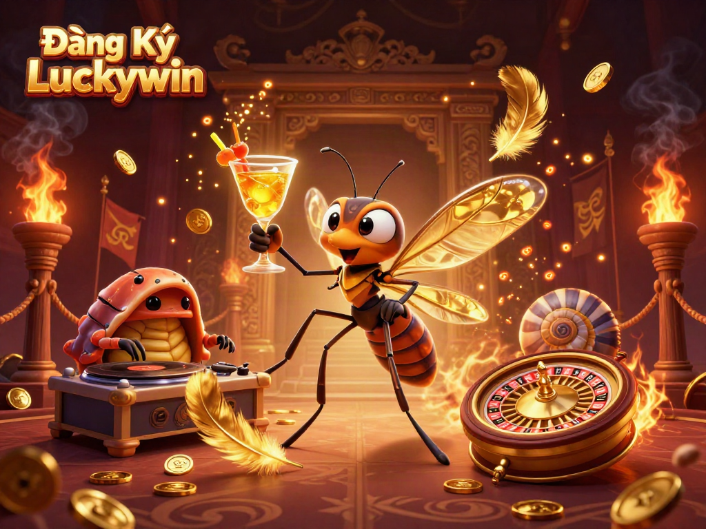 Join the excitement at Đăng Ký Luckywin, where unique gambling experiences unfold among animated characters and vibrant casino elements.
