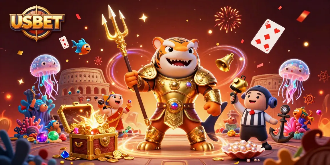 Experience thrilling gaming moments with USBET's underwater colosseum, featuring unique 3D characters and elements.