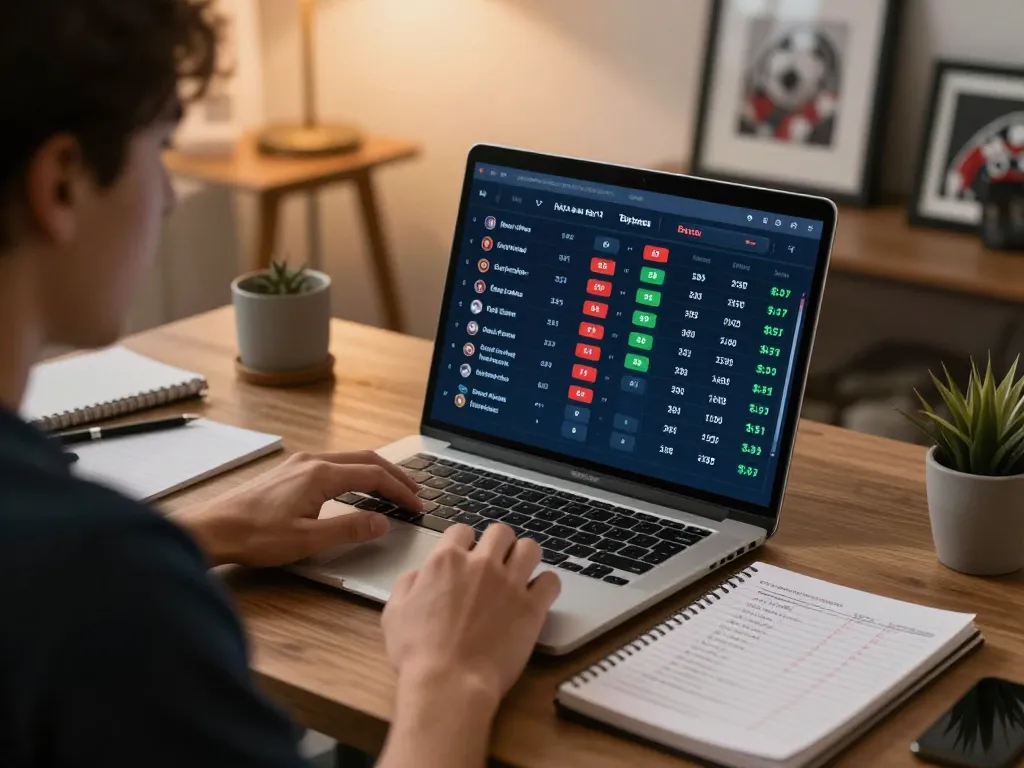 Analyzing kèo nhà cái betting options online, showcasing a strategic sports betting environment.