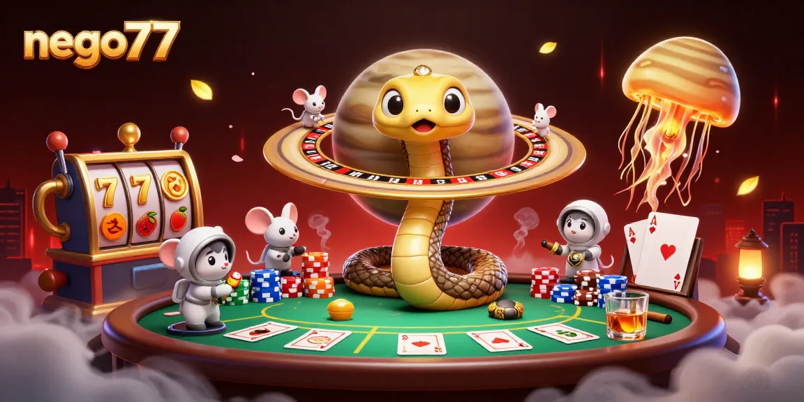 Engage in vibrant gaming action with nego77: astronauts betting on the Saturn roulette while cosmic dealer shines.