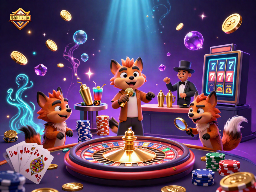 Experience the lively bandungtoto casino scene with hyenas, golden coins, and vibrant games.