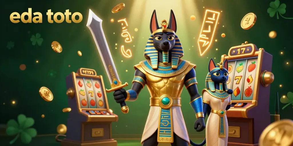 Join the excitement at eda toto with Anubis and Bastet amidst vibrant slots and jackpots.