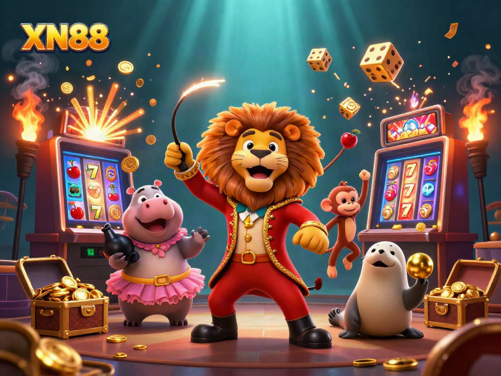 Experience thrilling casino action with XN88 featuring cartoon characters and vibrant game elements.