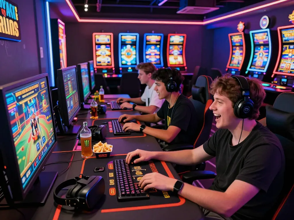 Engaging online gaming scene featuring vegasslot77 players immersed in multiplayer casino games.