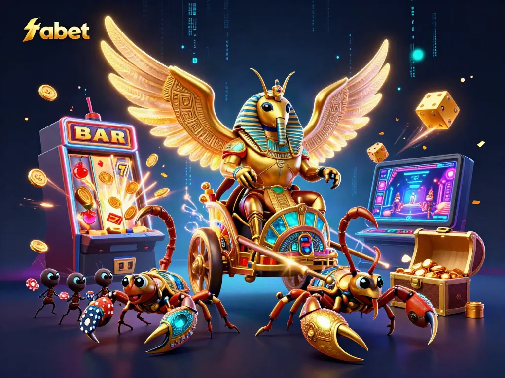 Engage in thrilling gameplay at fabet with a vibrant 3D casino scene featuring iconic elements and characters.