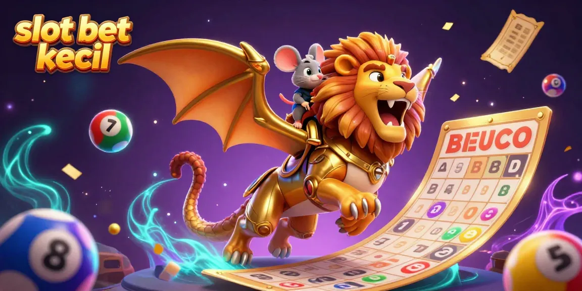 Slot bet kecil pada ilustrasi 3D menampilkan permainan slot dengan keberuntungan yang cerah.