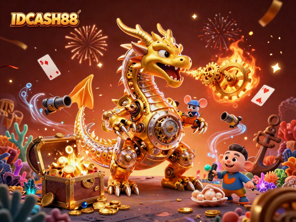 Experience thrilling moments with IDCASH88's golden dragon and dynamic treasure hunt!