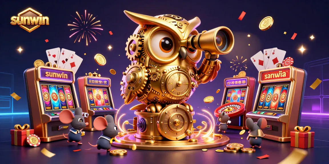 Experience thrilling wins at sunwin with golden coins and 3D casino excitement in a vibrant illustration.