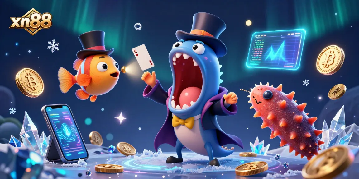Engage with xn88's thrilling magic act featuring unique underwater characters and cryptocurrency elements.