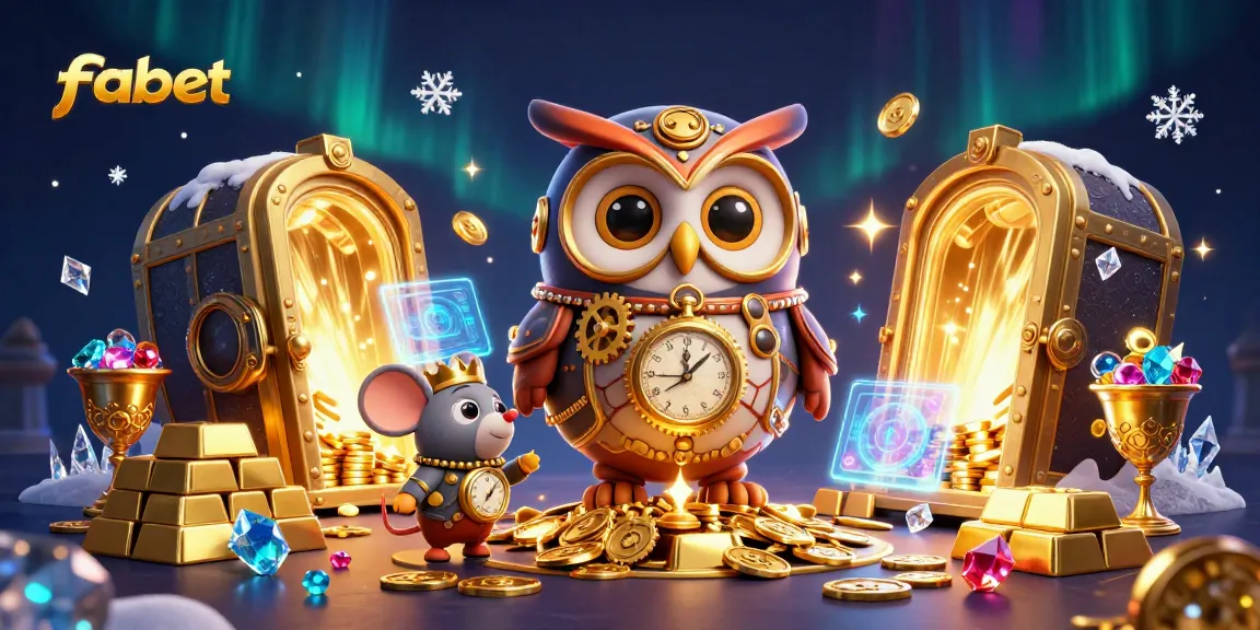 Enhance your fabet experience with an exciting 3D illustration featuring a steampunk owl and casino treasures.