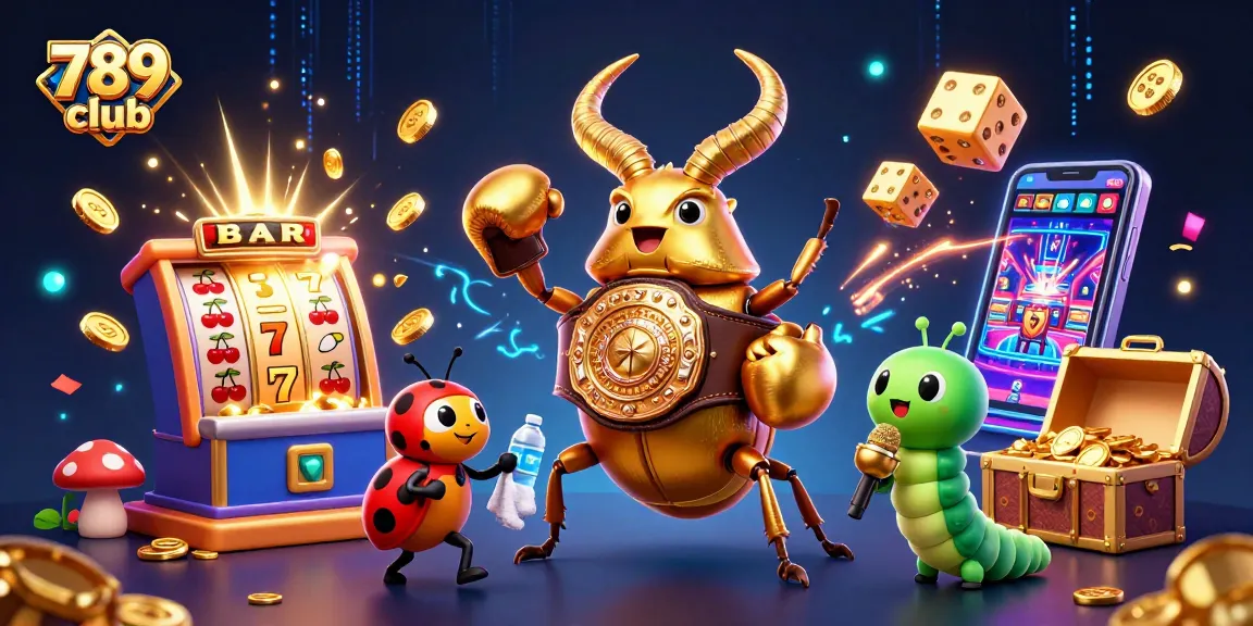 Engage with the excitement of 789 club through vibrant 3D illustration showcasing dynamic casino elements.