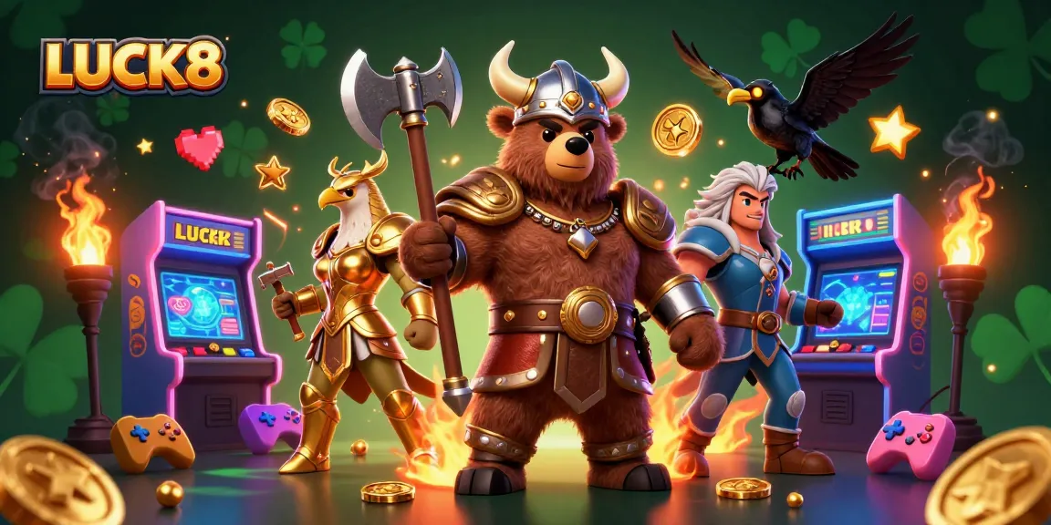 Engage with LUCK8 and experience thrilling action in a vibrant 3D casino scene.