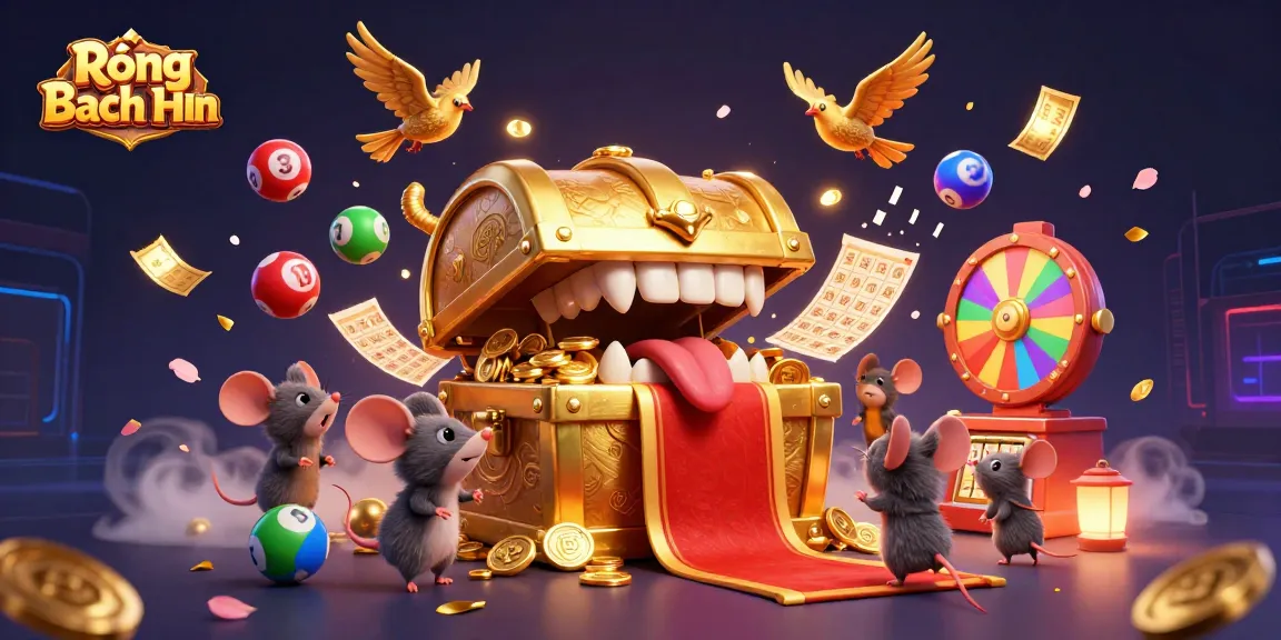 Engage with Rồng Bạch Kim as lottery excitement builds, featuring vibrant colored balls, and dynamic prize elements.