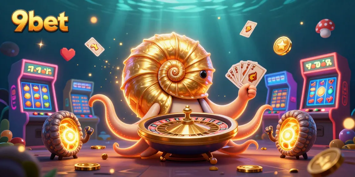 Experience thrills at 9bet with a vibrant 3D casino scene filled with dynamic gaming elements.