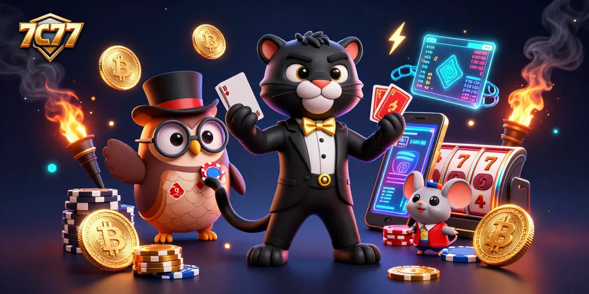 Experience the thrill of winning at 7C777 with this dazzling casino illustration featuring card games.