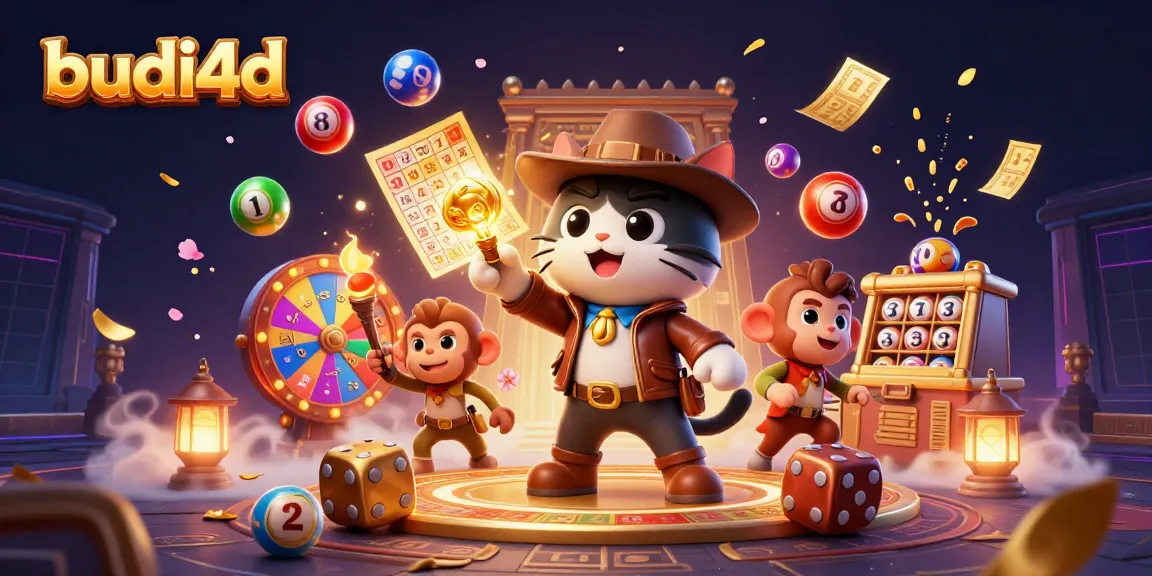 Experience thrilling wins at budi4d with a dynamic explorer cat and vibrant casino elements!