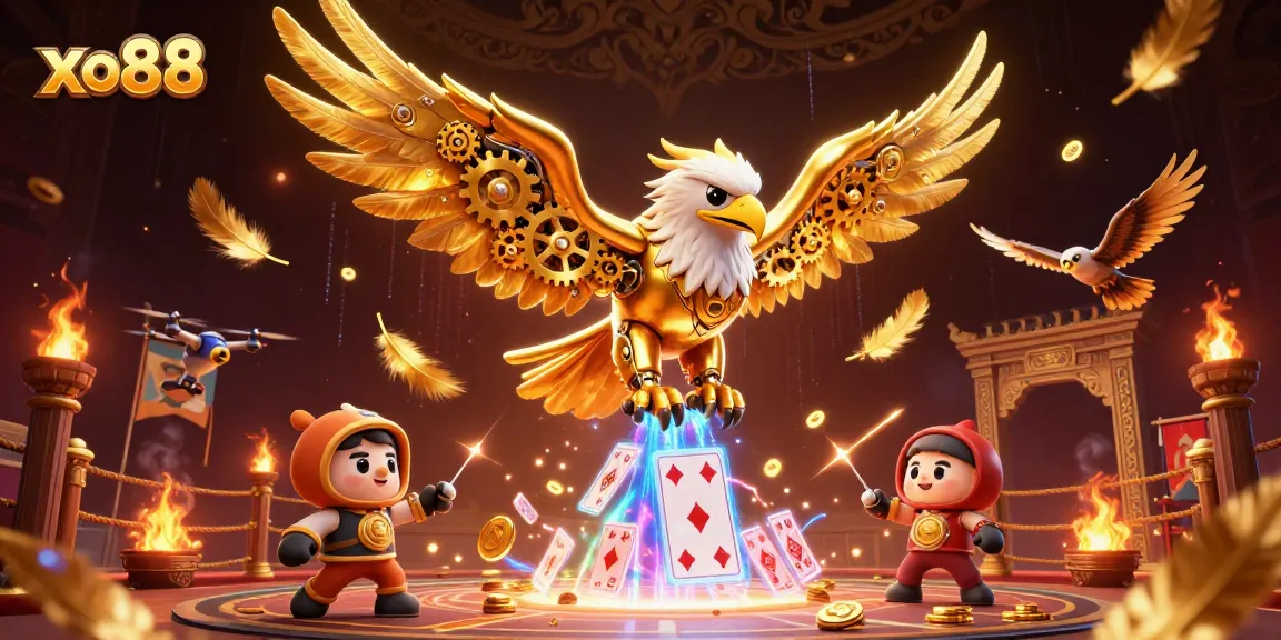 Experience thrilling gameplay at xo88 with a vibrant 3D casino illustration of dynamic characters and elements.