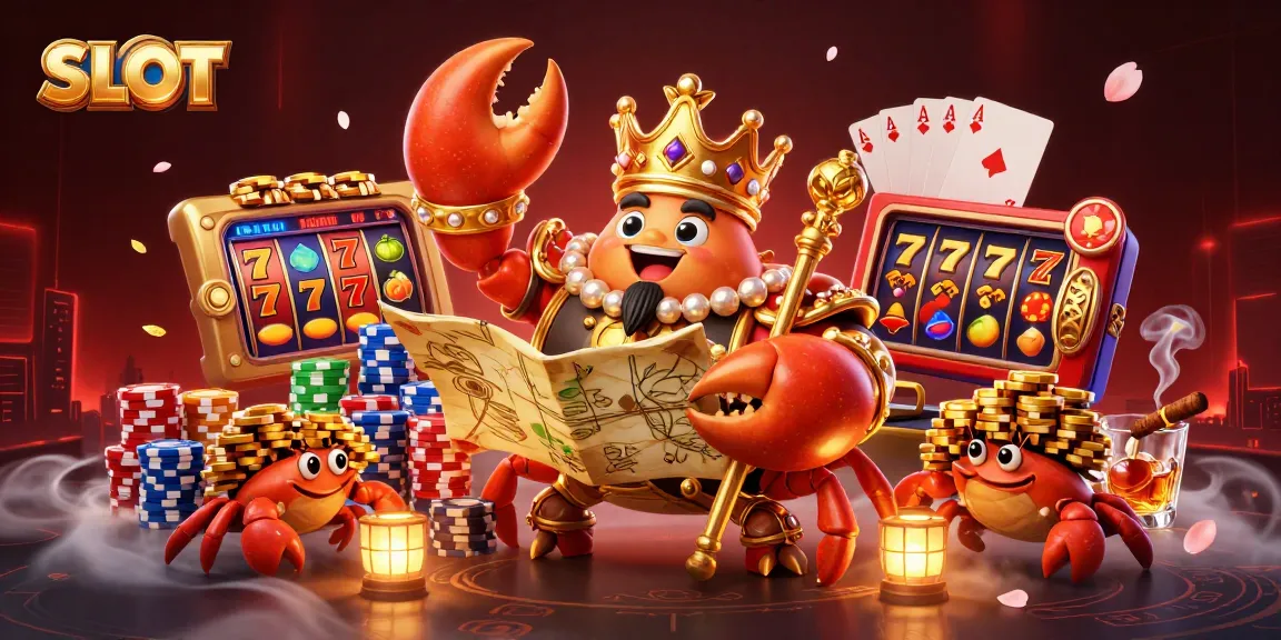 Experience excitement with SLOT reels, lucky 7s, and vibrant casino elements in a rich scene.