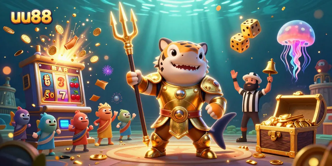 Experience thrilling uu88 gameplay with a tiger shark in gladiator armor and jackpot excitement!