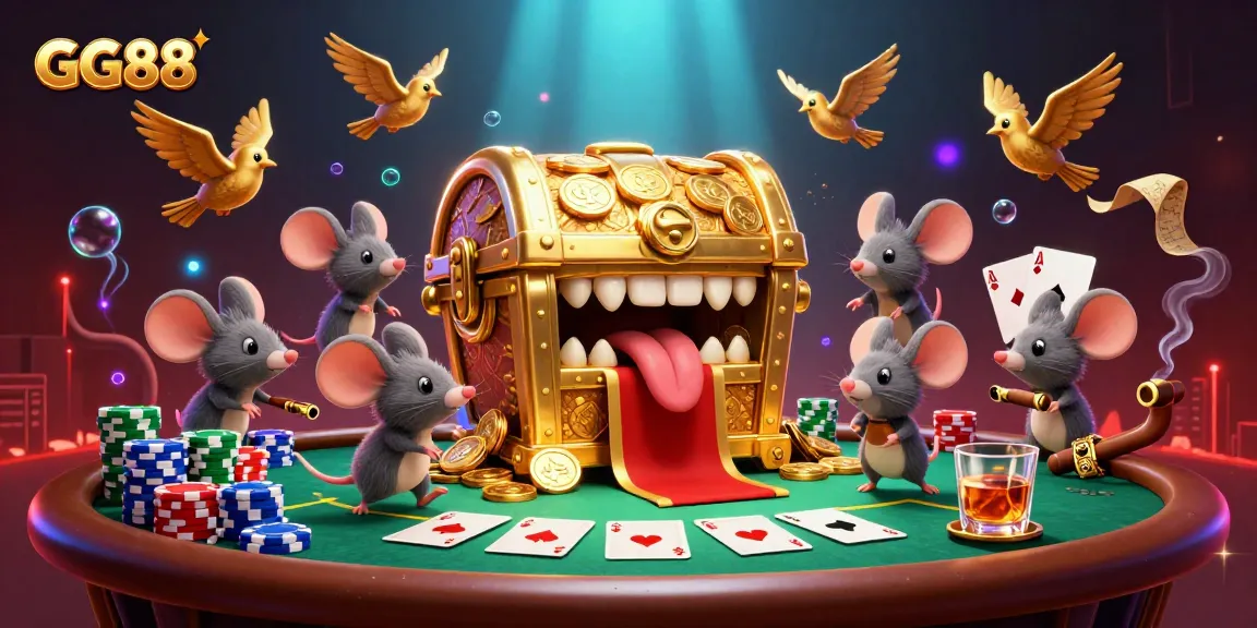 Engaging with GG88's thrilling adventures at the animated casino treasure chest scene.