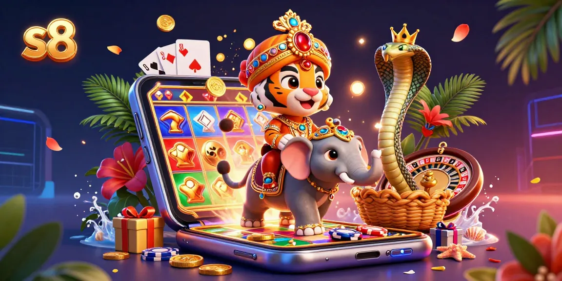 Experience thrilling slots and games like never before with s8's vibrant animated scene.