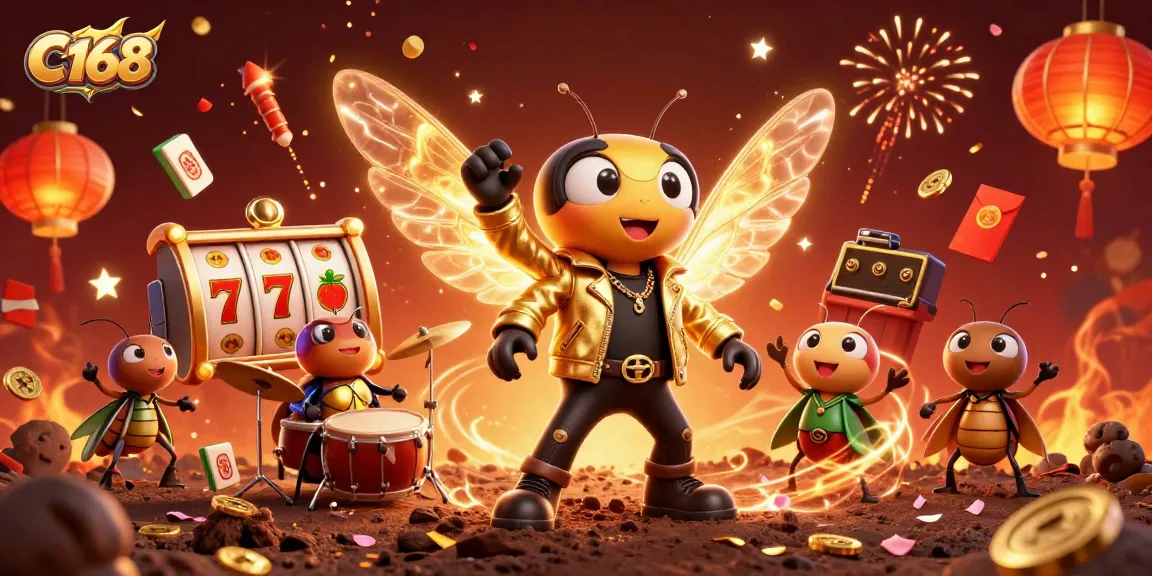 C168 players enjoying vibrant slot games with animated characters and festive elements.