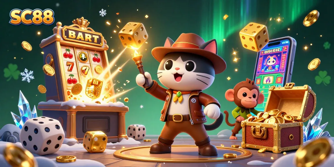Activate winning potential in SC88 with a lively casino adventure scene featuring exciting slot action.