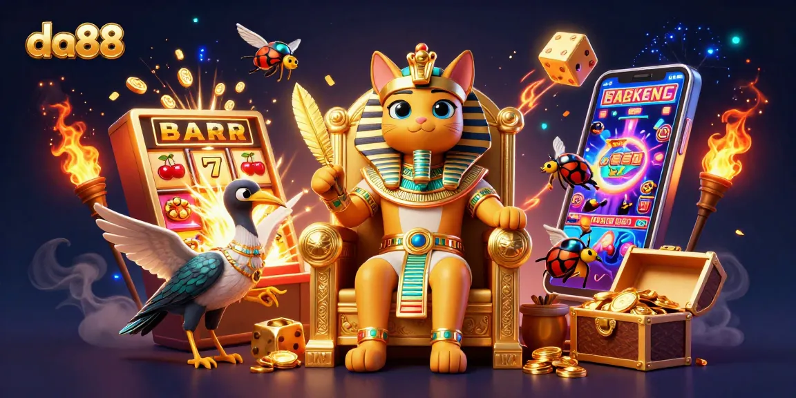 Play exciting games at da88 with vibrant 3D casino scenes showcasing ancient Egypt.