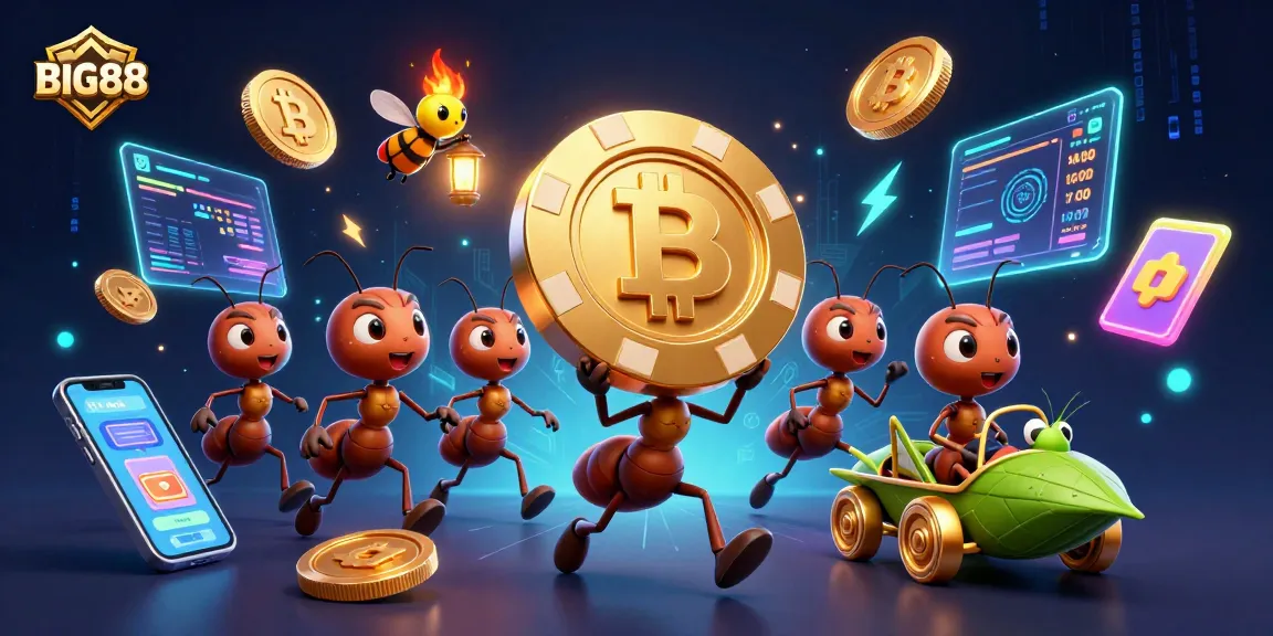 Engage with BIG88's vibrant casino adventure featuring ants on a heist for a golden poker chip.