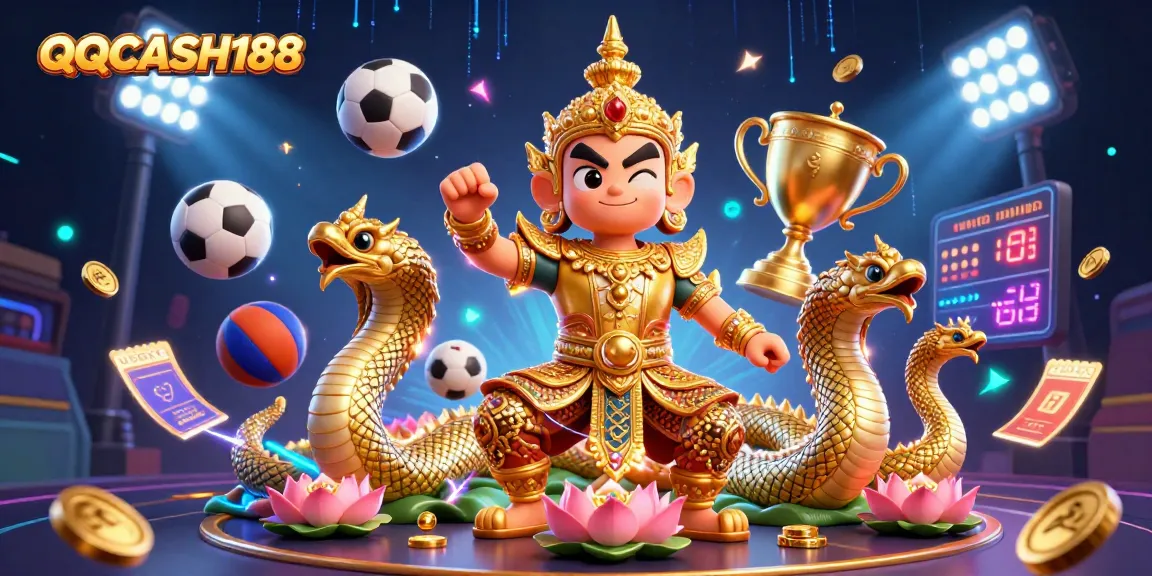 Experience fast-paced sports betting with QQCASH188, featuring vibrant characters and dynamic elements.